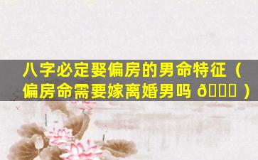 八字必定娶偏房的男命特征（偏房命需要嫁离婚男吗 💐 ）